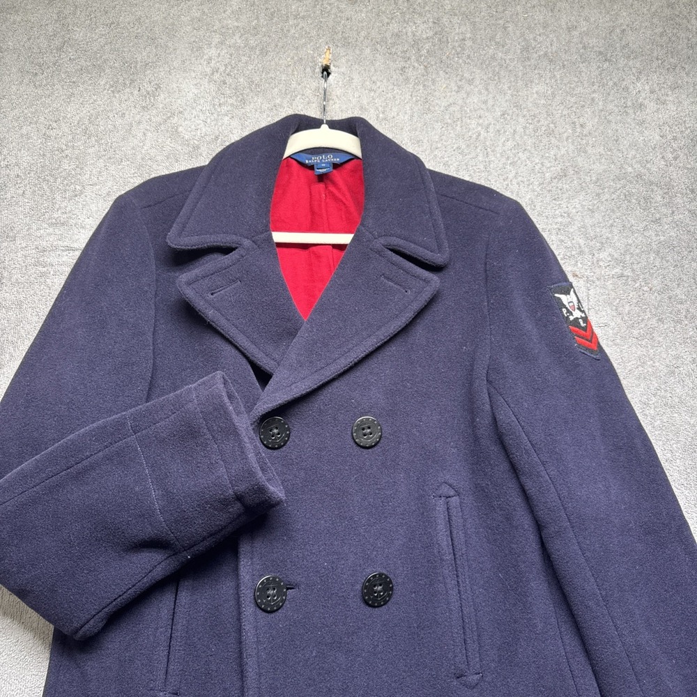 Polo Ralph Lauren Wool‎ Pea Coat Navy Crest Patch Girls 18 / Women's XS Preppy